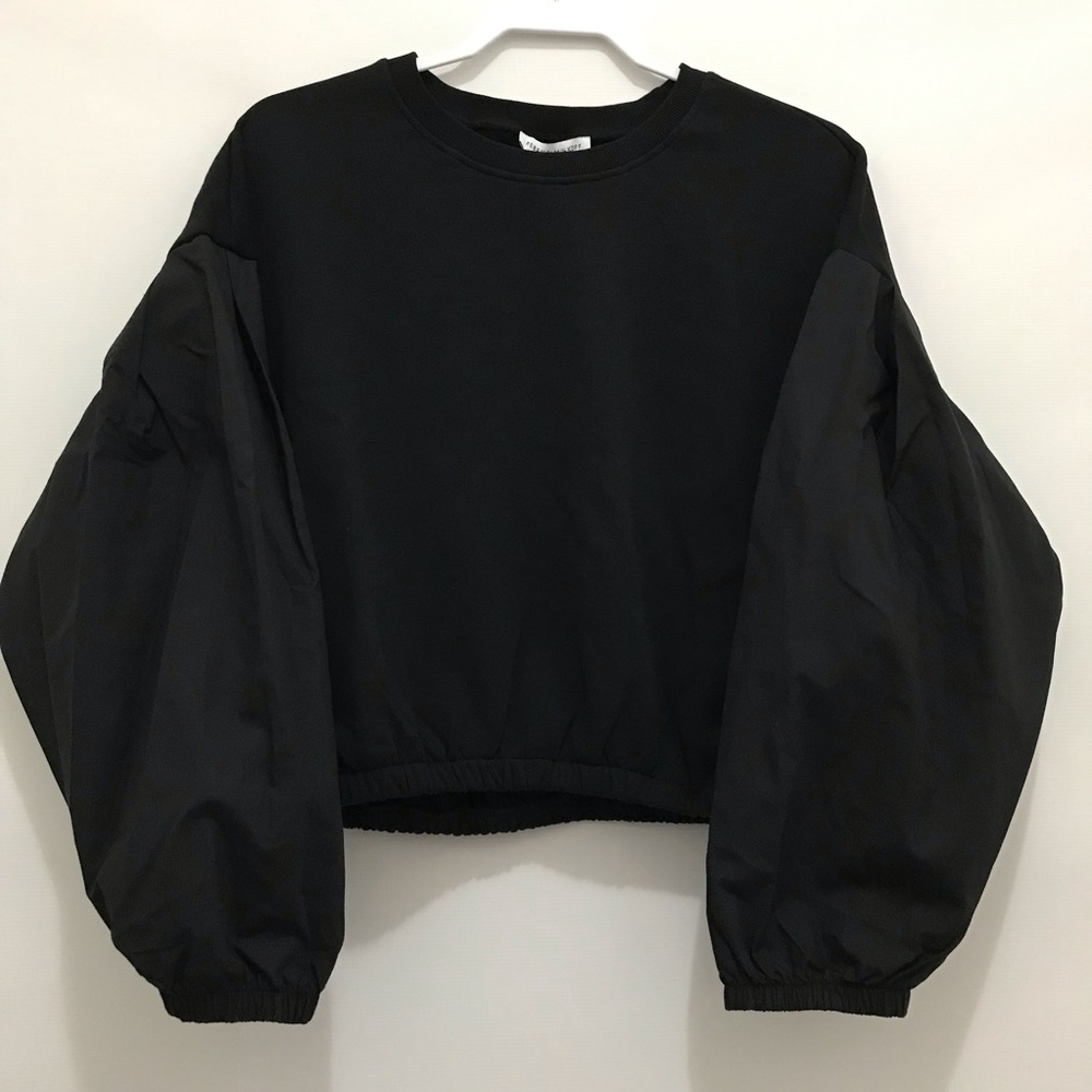 NWT Rebecca Minkoff Black Balloon Sleeve Crop Sweatshirt - Women’s Size M